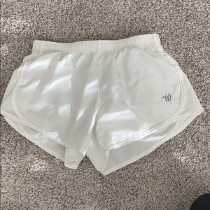 white varsity shorts